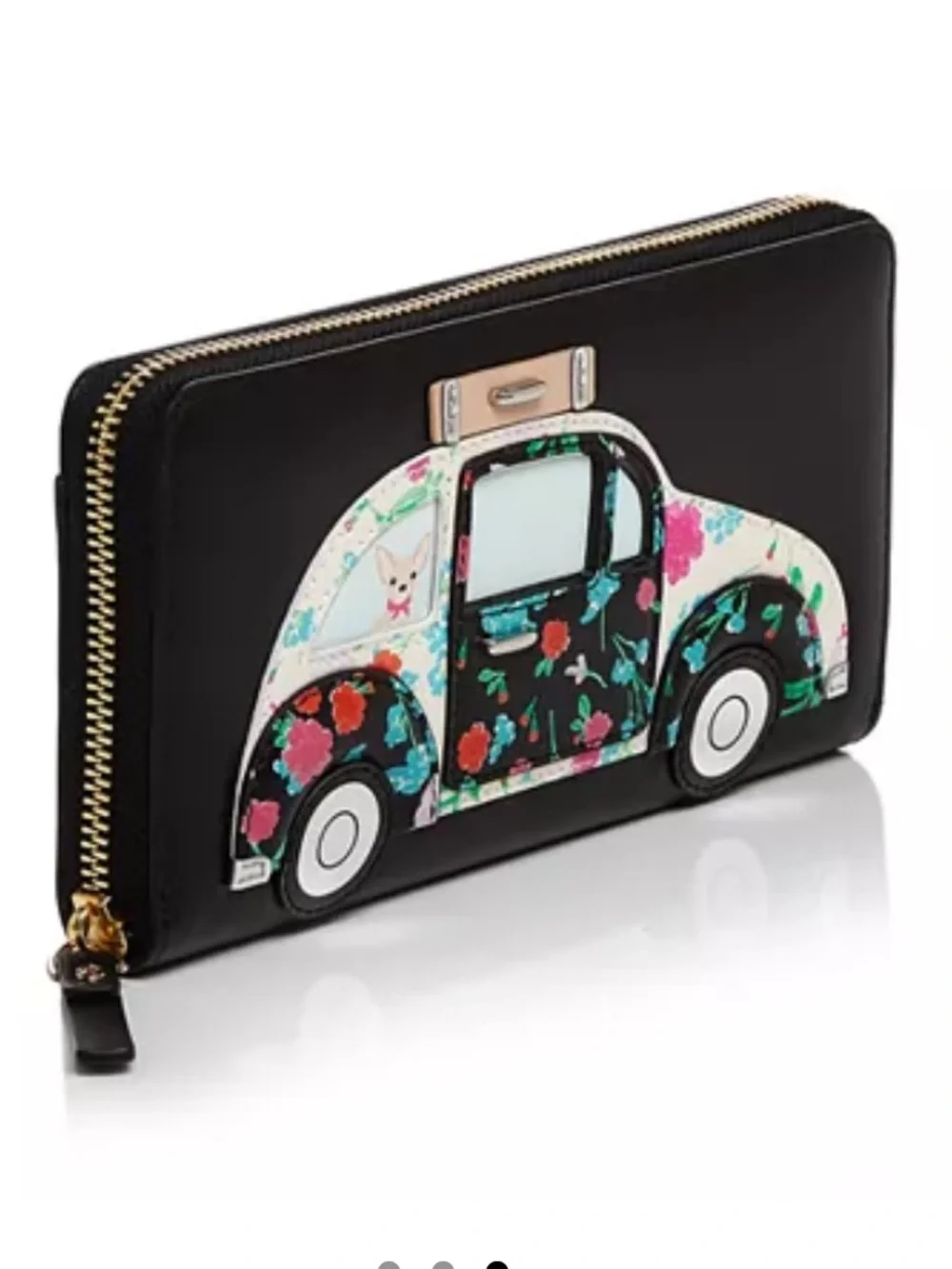 Kate Spade New York Scenic Route Car Appliqué black Leather Wallet like new